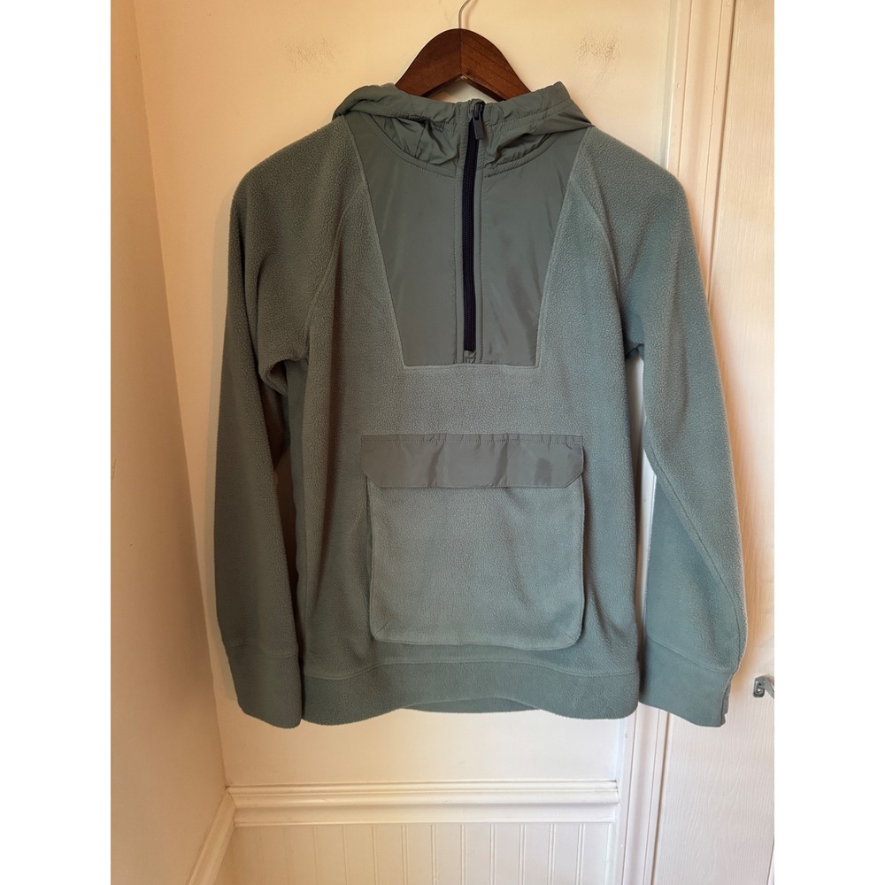 All In Motion Boys XL 14 Sage Green Fleece Quarter Zip Hoodie Active Pullover